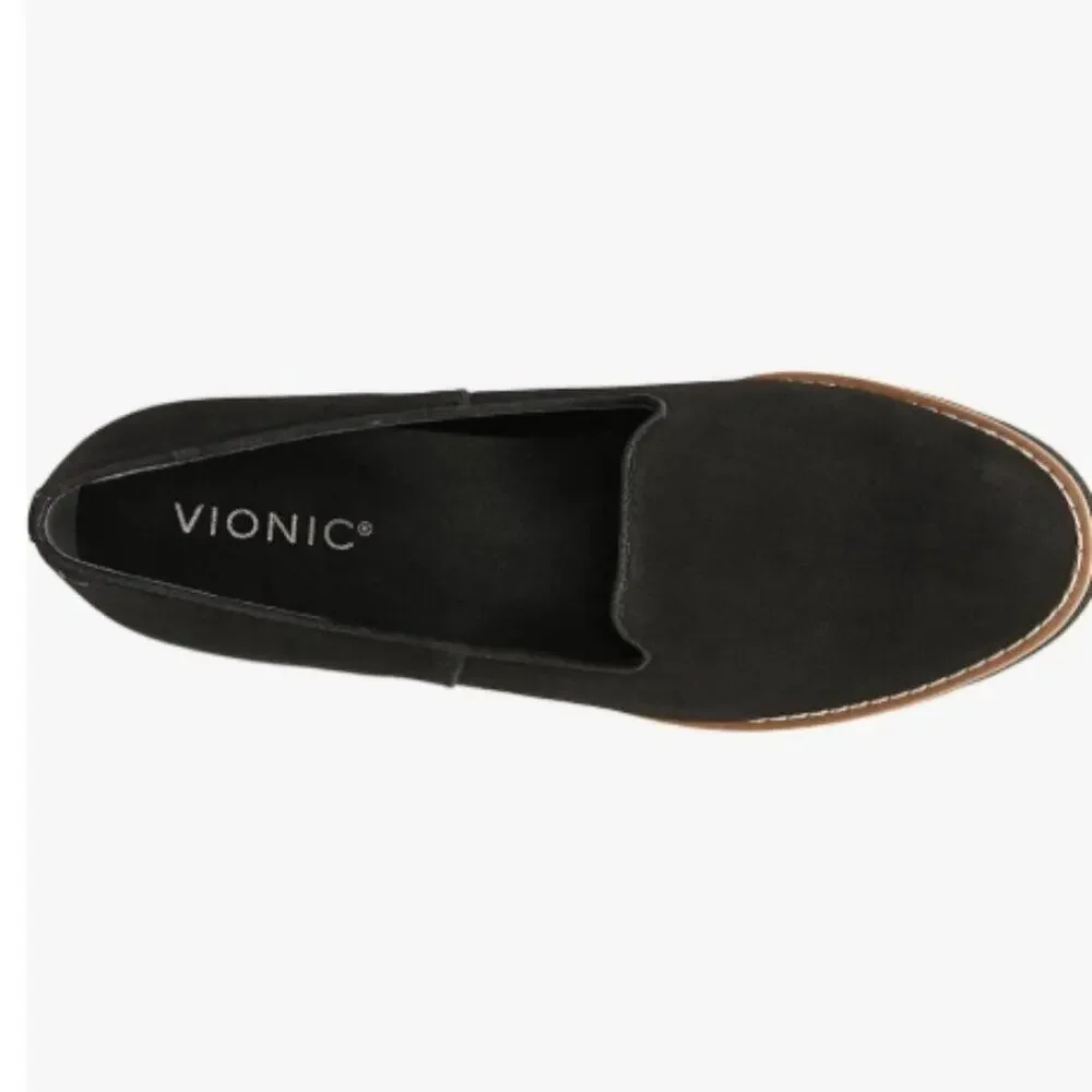 Vionic Womens Willa Slip On Loafers  9 Medium (B,M) | Black Suede